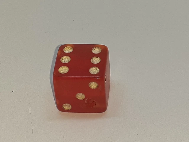 Vintage Bakelite Die Dice 7/10th of an Inch Light Orange/Red  Tested
