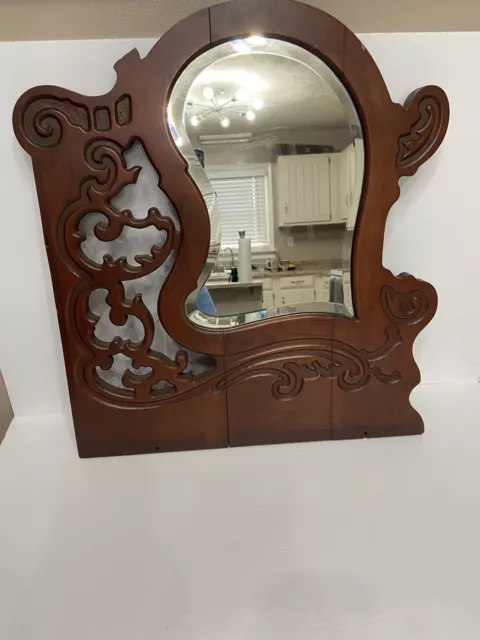 Beautiful Solid Wood Antique Mirror With Great Details. Old Vanity Mirror