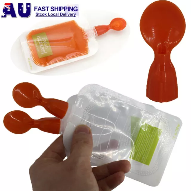 2pcs Silicone Squeeze Soft Tip Baby Feeding Spoons for Reusable Food Pouch