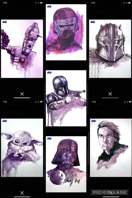 Topps Star Wars Digital Card Trader 7 Card Kevin John Headshots Sketch Set
