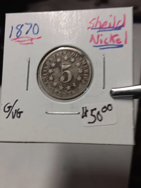 1870 Shield Nickel Us Mint Coin Philadelphia A/264