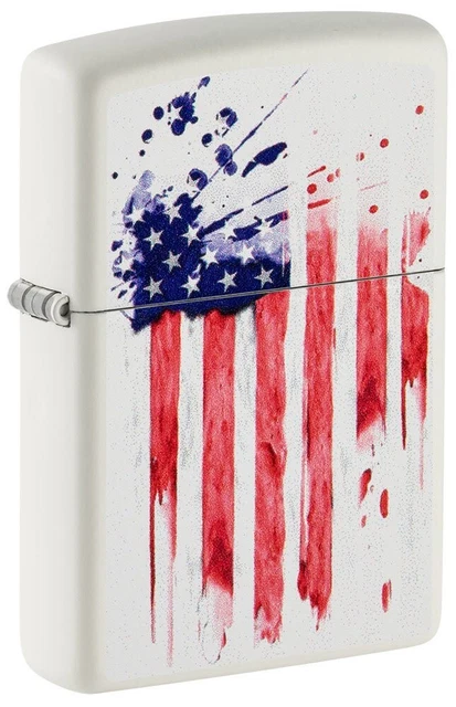 Zippo 49783, Artistic American Flag Design, White Matte Finish Lighter