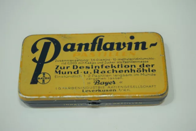 alte Blech Tablettendose Panflavin Pastillen Bayer Leverkusen Dose Werbung