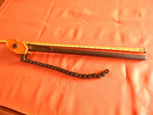 J H Williams Vulcan Chain Pipe Wrench Ct-27 Reversible Jaws Usa Very Nice