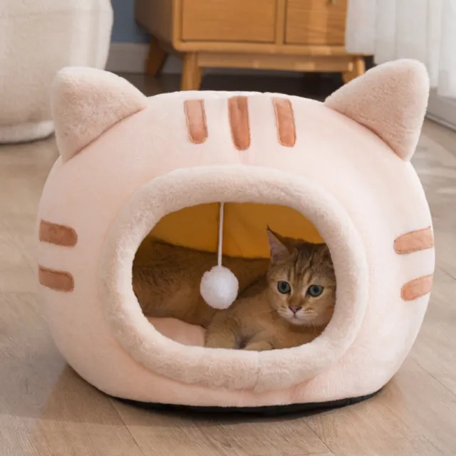 Pink Cute Cat Bed House Plush Mat Cushion Basket For Small Dog Rabbit Pet