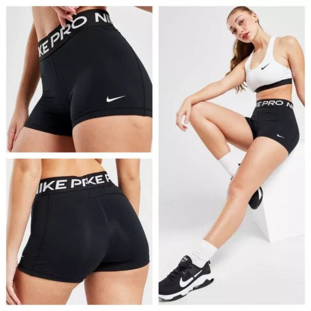 Nike Pro Womens Shorts Sport Dri-Fit 3" Gym Activewear Xs To Xl Uk