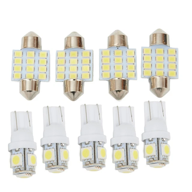 Lot De 5 Ampoules LED T10 Pour Voiture - 12V, 6500K Blanc - Plafonnier, Plaque Immatriculation, Tableau De Bord