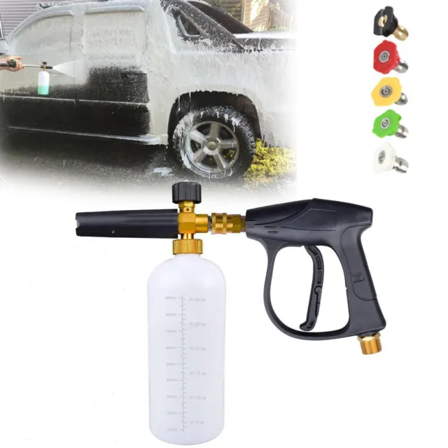 1/4" Snow Foam Washer Gun Car Wash Soap Lance Cannon Spray Pressure Jet Bottle
