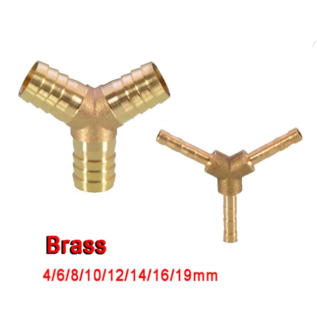 Brass Barbed Y Piece Fuel Gas Hose Joiner Adapter Tee Connector Fitting 4mm-19mm