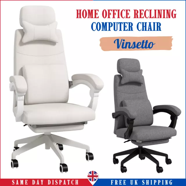 Vinsetto Home Office Chair Reclining Computer Chair w/ Lumbar Support Grey,White