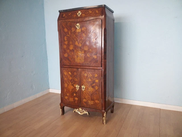 Cassettiera secrétaire Luigi XVI in legno e marmo ('800)