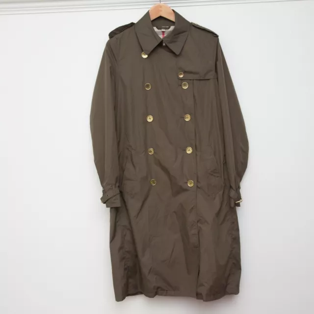 Burberry womens Trench Coat 10 Brown Button Up Nylon Lightweight Double breasted