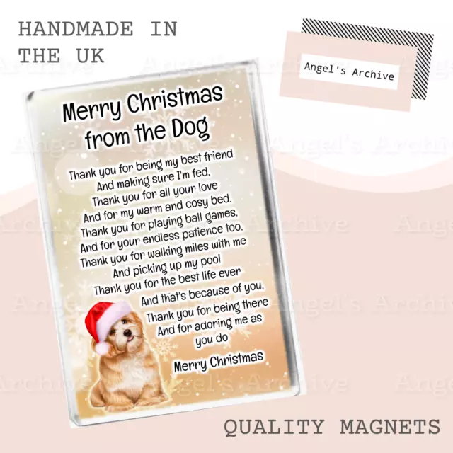 Merry Christmas From The Dog ✳ Sentimental Poem ✳ Fridge Magnet ✳ Keepsake Gift