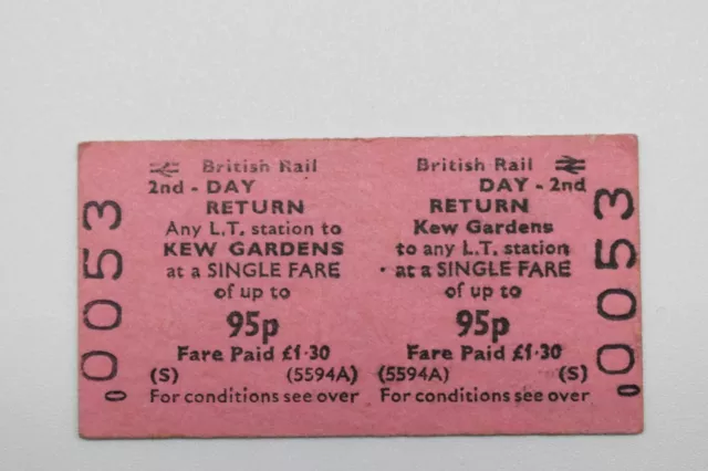 BRB Eisenbahnticket 0053 KEW GARDENS zu JEDEM STATION APR80