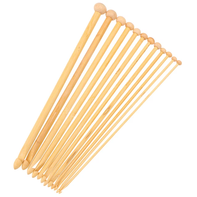 12PCS 25CM lange tragbare Webwerkzeuge Rundperlenkopf Stricknadeln Karbonisieren