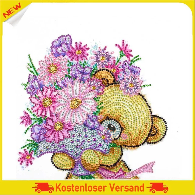 Partial Drill Special Shape Cartoon Bear Rhinestone Drawing Kit Home Decoration