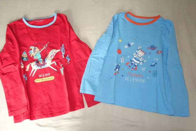 lot de 2 hauts de pyjama mi saison garçon 6 ans 8 ans sergent major rouge + bleu