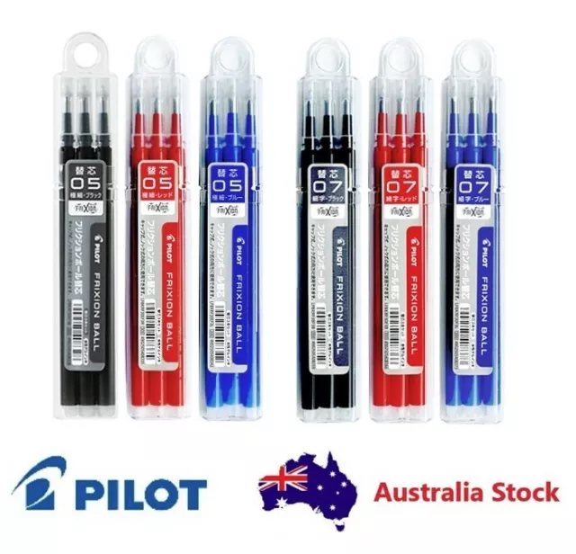 3/9/15 Pilot Frixion Ball Standard Rollerball Refill 0.5/0.7mm Erasable Pen ink