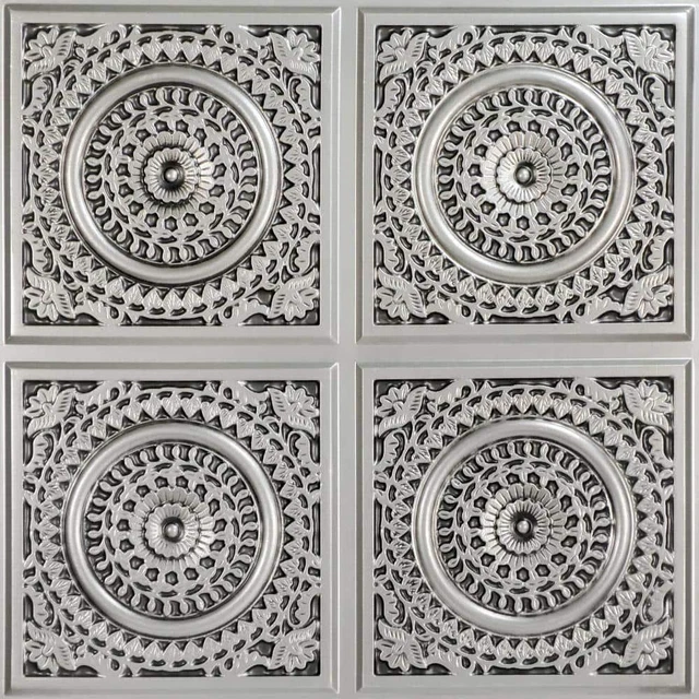 FROM PLAIN TO BEAUTIFUL Ceiling Tile Doilies Quartet Silver (100-Sq-Ft/Case)