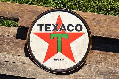 Texaco 1936 Logo Tin Metal Sign - Motor Oil - Gas - The Texas Company - Retro
