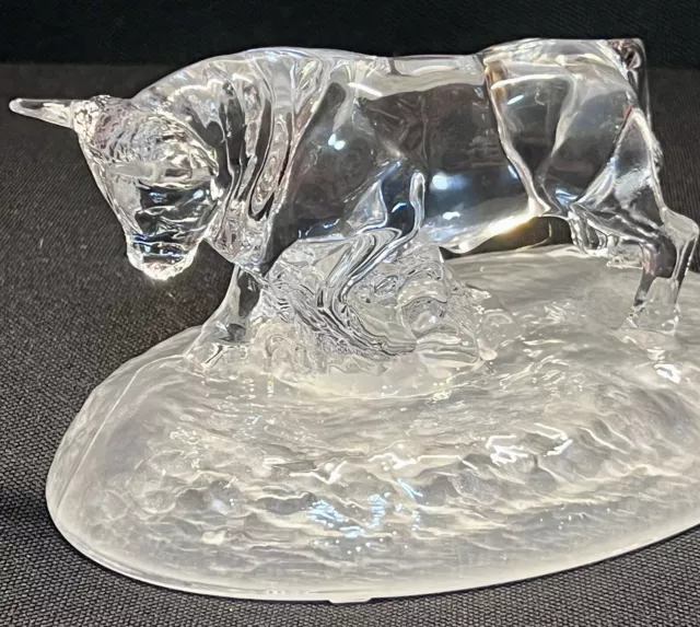 Vintage D'Arques French Crystal Bull Animal Figurine Charging Bull 3