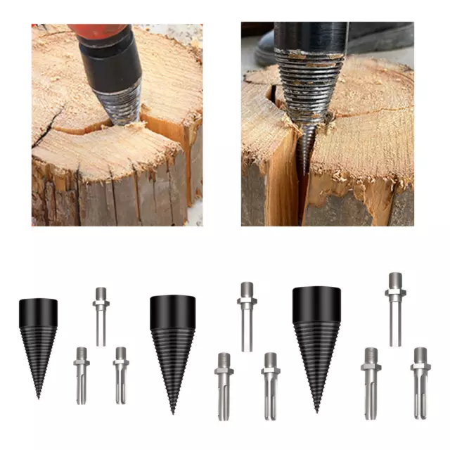 Wood Log Splitting Drill Bit Tools Removable Cone for Household Farm Outdoor