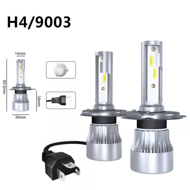 H4 9003 LED Headlight Kit 60W 18000LM Hi/Low Beam Replace Halogen Xenon Bulbs 2X