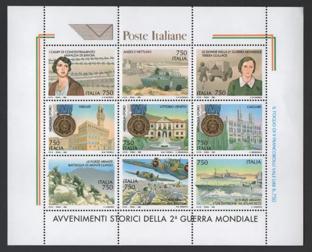 1995 Repubblica Italiana Foglietto Avvenimenti 2° Guerra Mondiale MNH**