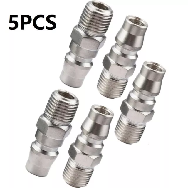 5pcs Acier Argent Mâle Raccord Air Accessoire Avec 0.6cm Bsp Filetage Mâle (20PM