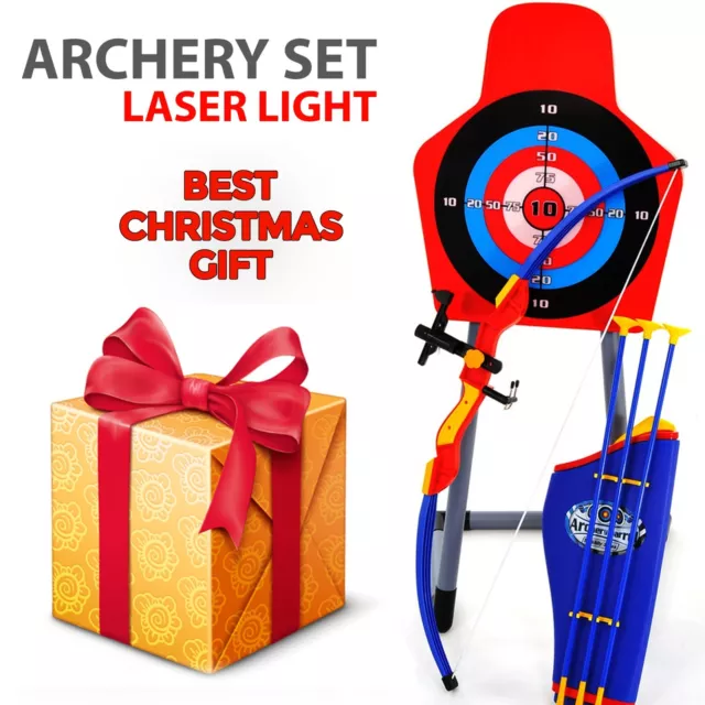 Laser Bow & Arrow Archery Set Target Stand Kids Toy Indoor/Outdoor Garden Fun