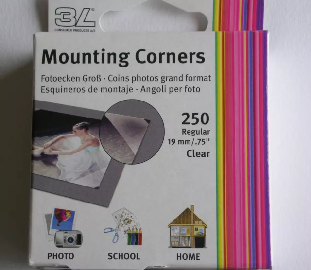 250 3L Large Traditional Classic Clear 19Mm Self Adhesive Photo Corners