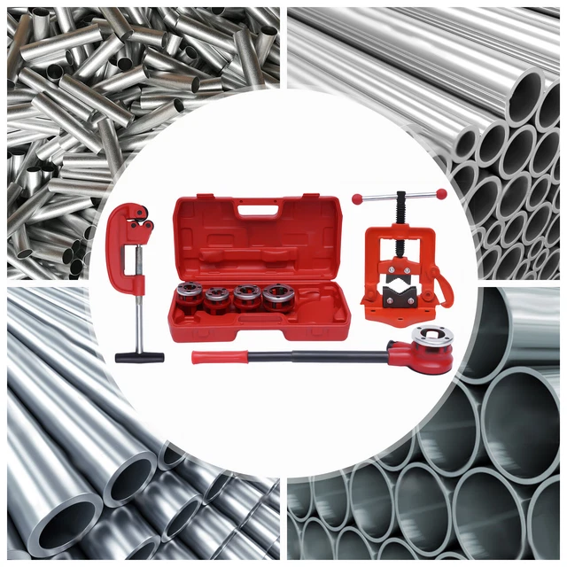 Ratchet Type Pipe Threader w/Set 5 Dies 1/2"-2" Pipe Cutter Plumbing Tool+Case
