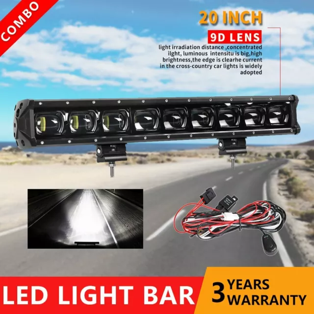 20 inch 9D LED Light Bar Spot Flood Work Driving Offroad ATV UTV SUV 4WD + Wire