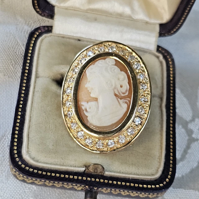 Ancienne Grosse Broche Laiton Camee Sculpte Fin Veritable En Ecume a Ancienne Grosse Broche Laiton Camee Sculpte Fin Veritable En Ecume a