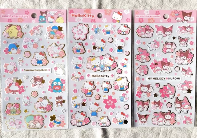 Sanrio SAKURA Seal Sticker Set of 3 Hello Kitty My melody Kuromi Japan Limited