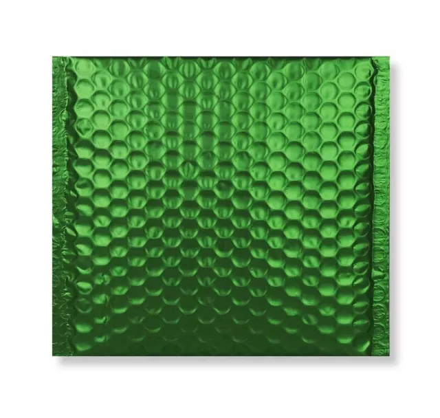 Green metallic foil Bubble Wrap Lined Padded Mailing Envelopes / Bags (10 pack)