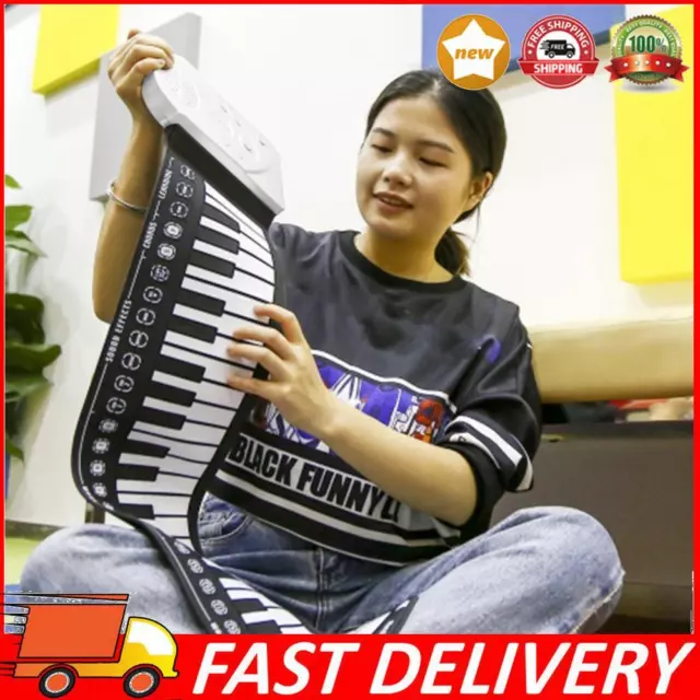 Portable Roll Up Piano 49-Key Hand Roll Piano Flexible for Kids Beginners Adults