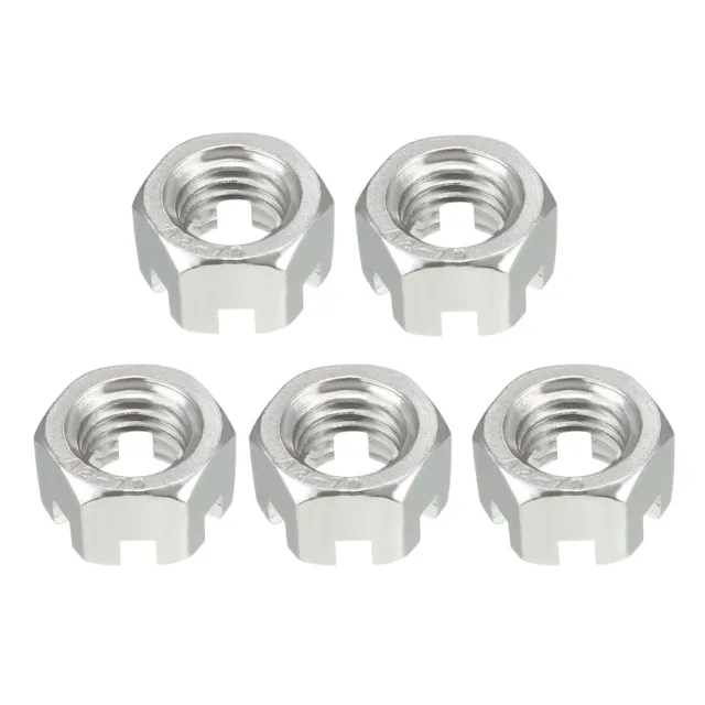 M12 x 1.75mm Pitch 304 Stainless Steel Slotted Hex Nuts 5Pcs