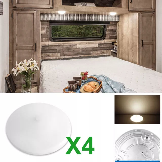 4X12V 3.5" Interior RV LED Dome Ceiling Lights Under Cabinet Lamp Camper Trailer