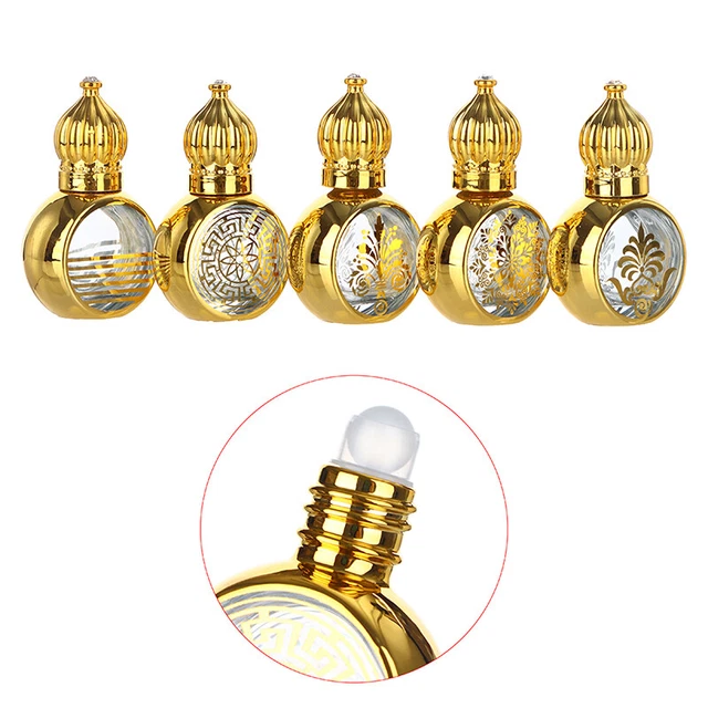 10ml Portable Essential Oil Roller Bottle Gold Crown Shape Perfume Bottles BII