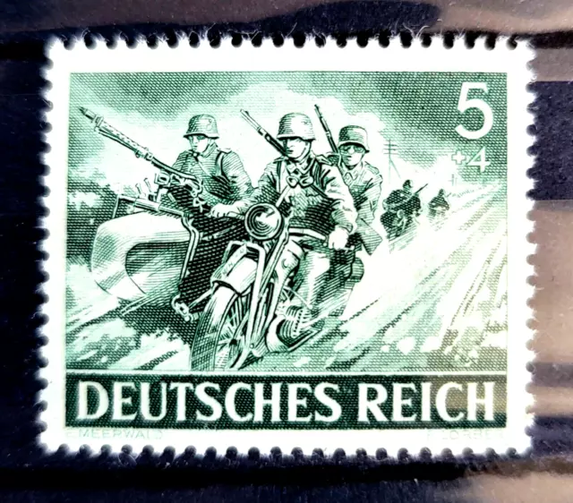 German Reich stamp 1943 MNH Mi:DR 833 Armed Forces Day Motorcycle Drivers