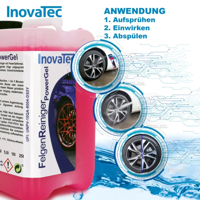 Felgenreiniger PowerGel 5l + 1l Keulensprühflasche INOVATEC Autowäsche Alu Stahl 3