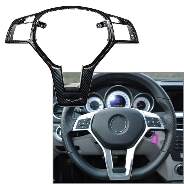 1x Carbon Fiber Steering Wheel Trim Cover Fit Benz CLA/ SLK/ E/ C/GLA-CLASS C117
