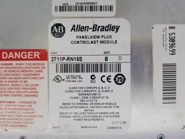 Allen-Bradley 2711P-Rn15S Panelview Plus Controlnet Module Ser B 3