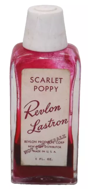 Vintage 1950's Revlon Lastron Nail Polish Glass Bottle Scarlet Poppy Rare