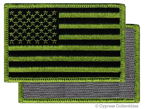 Olive Green Black United States US Flag Patch Fits For VELCRO® BRAND  Fastener