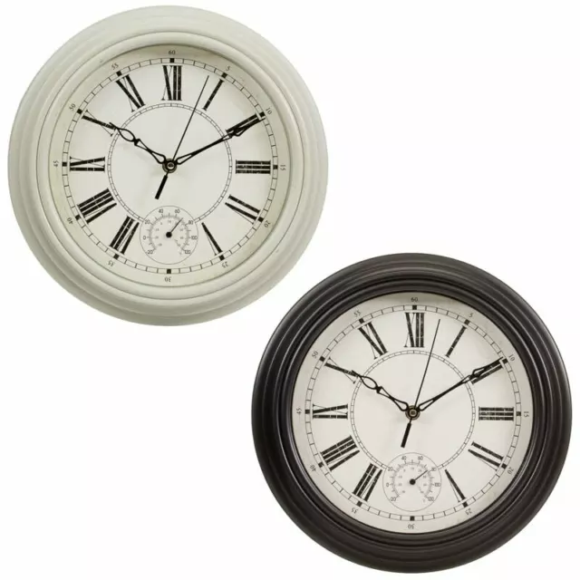 Traditional Lincoln Wall Clock with Thermometer - Classic Roman Numeral  29cm
