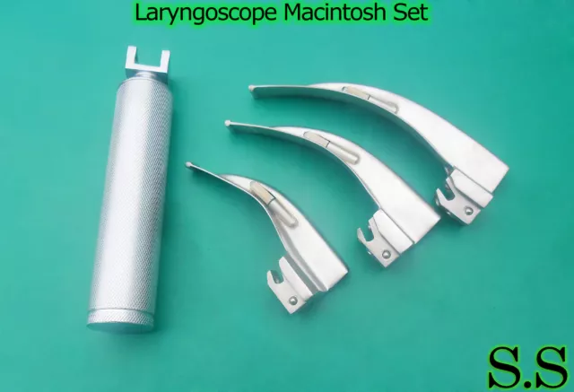 Laryngoscope Macintosh Set w/ 3 Blades Anesthesia LS-3030