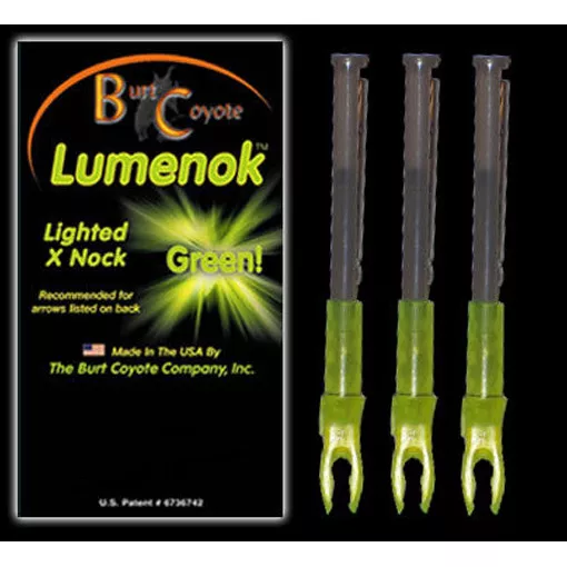 Burt Coyote Lumenok Lighted Nock X Green 3 Pack X3G #00009