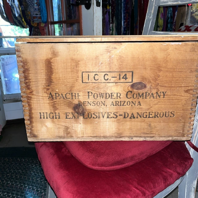 Vintage Rare Mining Apache Powder Company Dynamite Wood Crate Benson Arizona